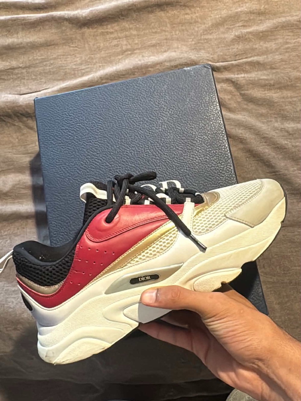 Dior Women's Cream, Red & Black Chunky Sneaker
